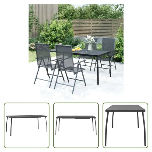 The Living Store Gartentisch Anthrazit 165x80 cm – Moderner Esstisch für Outdoor-Bereich