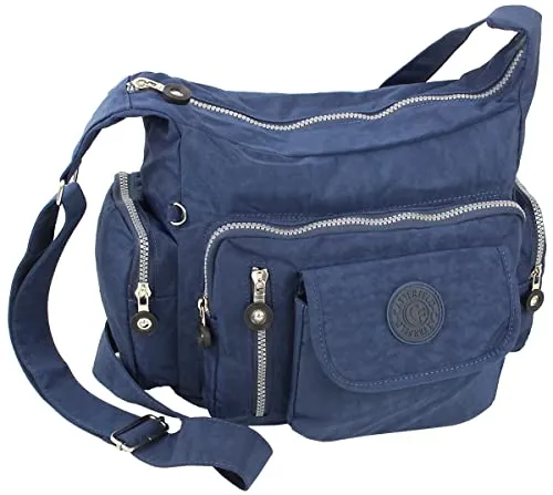 CF CATTERFELD Umhängetasche - Leichte Nylon Schultertasche für Damen - Umhängetasche aus pflegeleichtem Nylon, ideal für den Alltag mit großem Hauptfach, mehreren Reißverschlusstaschen und verstellbarem Schultergurt für flexible Tragemöglichkeiten.