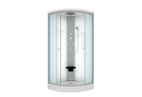 Duschkabine Fertigdusche D10-00T0-EC 80x80 cm - Duschkabine aus 5mm Sicherheitsglas mit integriertem Klappsitz und 6 Rückenmassagedüsen für ein luxuriöses Duscherlebnis. Perfekt für kleine Bäder!
