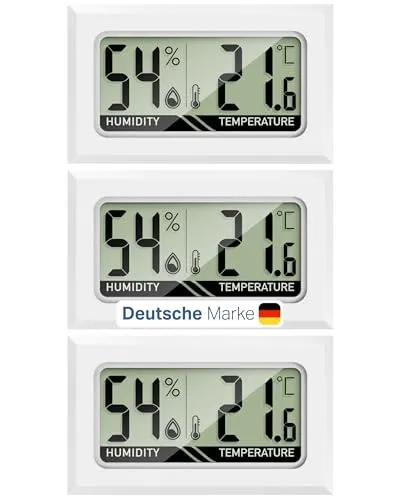 MAVORI® 3 x Thermo Hygrometer mini digital - 2 in 1 Temperatur und Luftfeuchtigkeitsmesser - Mini Thermometer und Hydrometer Feuchtigkeit digital - präzise Messwerte - inkl. Batterien