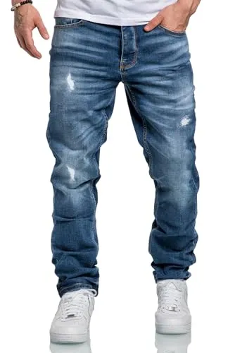 Produktbild Amaci&Sons Herren Jeans Regular Straight Fit Destroyed A7998 Hellblau W30/L32