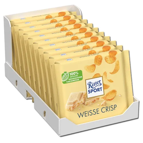  Ritter Sport Weiss Crisp, Schokolade, 10 Tafeln je 100g 15,35€/1kg