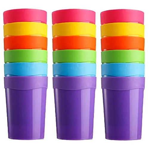 Bekith 18 Stück 400 ml Kunststoff Becher Partybecher Wiederverwendbar Plastikbecher Regenbogen Trinkbecher, 6 Farben