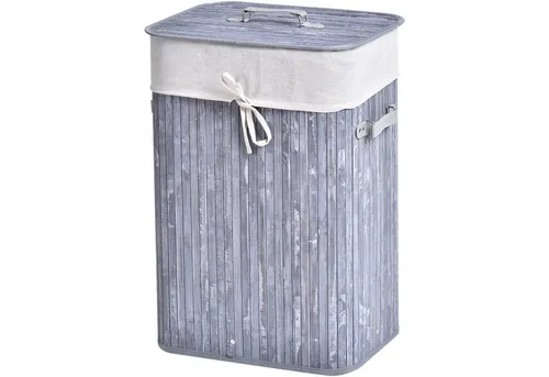 HOMCOM Wäschekorb schmal mit Deckel 72L - Wäscheboxen für Schlafzimmer und Badezimmer, mit herausnehmbarem Wäschesack und praktischen Griffen für einfachen Transport, aus robustem Bambus und Segeltuch gefertigt.