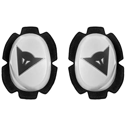 Dainese Knee Slider Pista Knieschleifer Weiß Schwarz - Knieprotektoren für unisex Erwachsene, bieten verbesserte Stabilität und Kontrolle beim Motorradfahren, ideal für Rennsport-Enthusiasten.