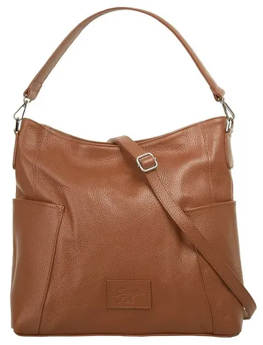 Samantha Look Shopper Damen 020620 cognac - Elegante Handtasche aus 100 % Rindleder mit groben Nähten, ideal für stilvolle Outfits. Großes Hauptfach und praktische Fächer bieten viel Stauraum. Ein Must-Have für modebewusste Frauen!