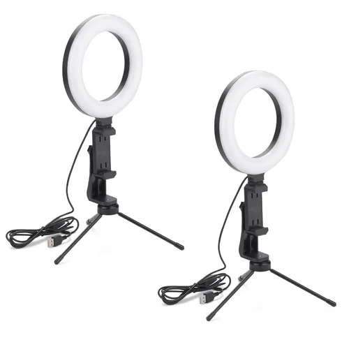 2x LED Handy Ringlicht Ø 16 cm mit Stativ und Handyhalter Smartphone Ringleuchte