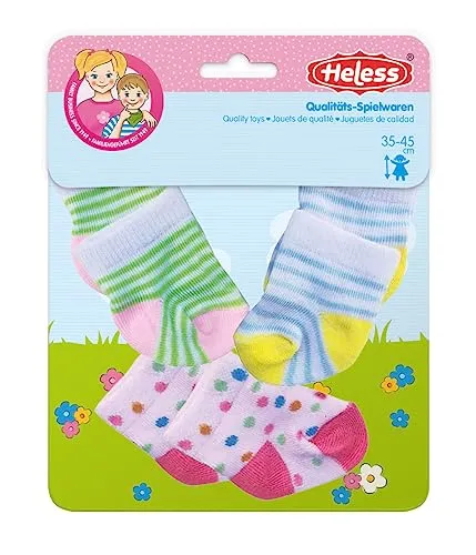 Heless 879 - Puppenkleidung im Design Lustige Tiere, 3er Set Söckchen mit bunten Mustern in 3 Designs, für Puppen und Kuscheltiere der Größe 35-45 cm