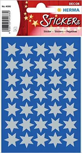 HERMA 4086 Aufkleber Sterne Silber klein - 105 Stück, 16 mm, festliche Weihnachtssticker für kreative DIY Deko und Geschenke