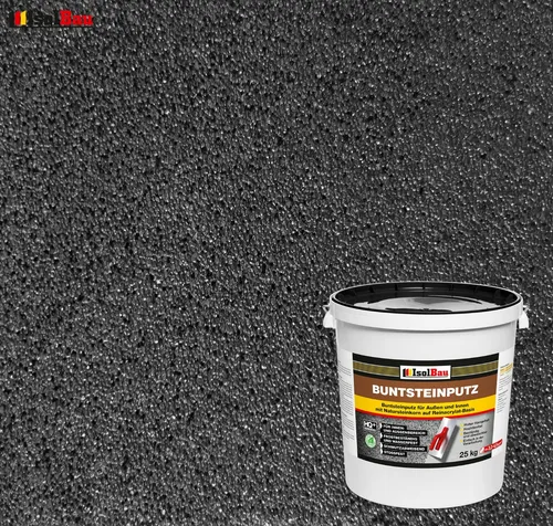 Mosaikputz Buntsteinputz BP 100 (Anthrazit) 25 kg - Hochflexibler, schmutzabweisender Fertigputz für Innen- und Außenbereiche, frostbeständig und wasserfest. Ideal für Wände und Böden.