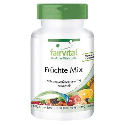 Früchte Mix 120 Kapseln, natürliches Obst-Präparat + Spirulina VEGAN | fairvital