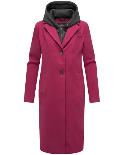 Navahoo Damen Mantel in Woll-Optik mit abnehmbarer Kapuze