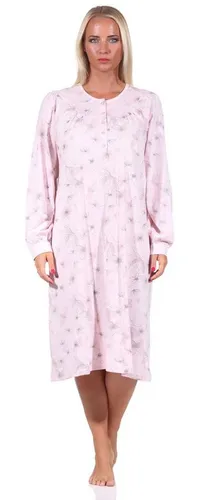 Normann Nachthemd für Damen - Bequemes rosa Nachthemd mit Knopfleiste - Jumpsuits - 100% Baumwolle, langärmlig und bequem, ideal für entspannte Nächte.