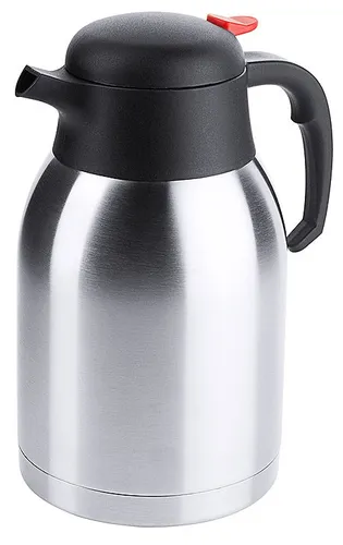 Contacto Edelstahl Thermoskanne 2 l - Thermobehälter mit doppelwandiger Vakuum-Isolierung, hält Getränke stundenlang heiß oder kalt – ideal für Ausflüge und Reisen.