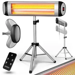 monzana Infrarotstrahler MZH2500, 2500 W - Infrarotstrahler mit 3 Heizstufen, 24h Timer und Fernbedienung für optimale Wärme, ideal für Balkon und Terrasse.