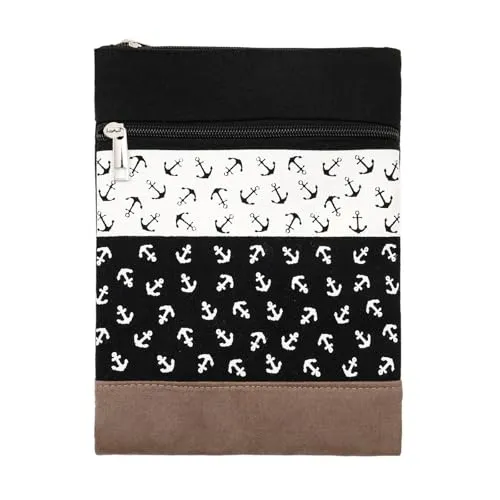 Leoberg Crossbag Tasche in verschiedenen Farben und Designs - Schultertasche aus Baumwolle in 302173-Schwarz-12