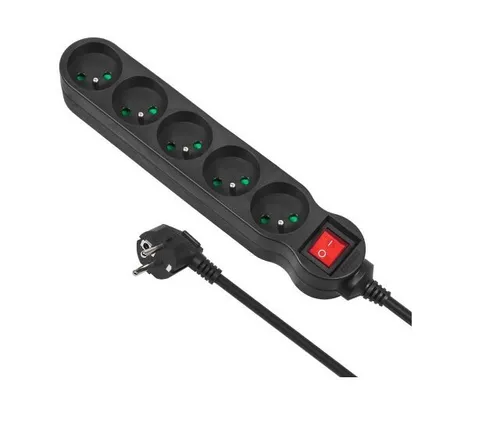 Produktbild Maclean MCE185 Verlängerungskabel 5 m 5 AC-Ausgänge Drinnen Schwar 5902211108122