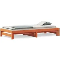 vidaXL Ausziehbares Tagesbett Wachsbraun 90x190 cm - Vielseitiges Massivholz-Bett, ideal als Sofa oder Schlafplatz für Gäste. Aus robustem Kiefernholz gefertigt, bietet es Stabilität und Langlebigkeit.