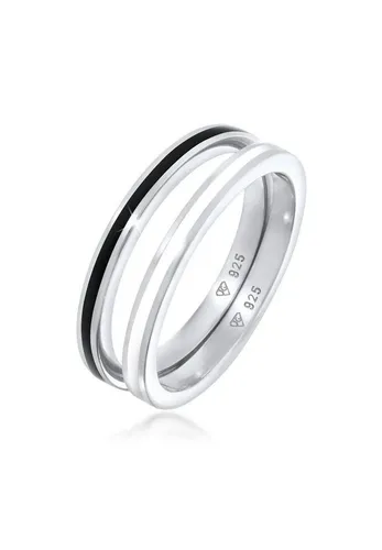 Elli Ring-Set Bandring Basic Emaille 2er Set 925 Silber von Elli