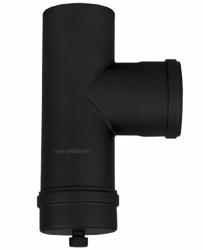 FIREFIX R80/V Pelletofenrohr 80 mm - Aschesauger: 1,2 mm starkes Stahlrohr mit T-Stück und Reinigungsdeckel, ideal für Pelletöfen, temperaturbeständig bis 200° C, geprüft nach DIN EN 1856-2:2009.