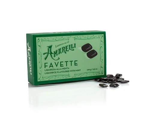 Amarelli Süßigkeit Amarelli Favette Lakritz mit Minze Hartlakritz aus Italien 100 g