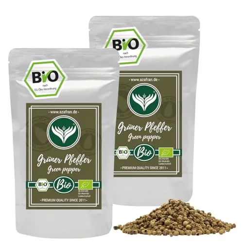 Azafran BIO Pfeffer grün ganz, grüne Pfefferkörner, ganze Körner, getrocknet 500g