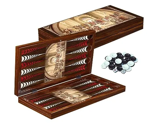 PrimoLiving Deluxe Holz Backgammon Spielset Planton S – Elegantes Design für Strategiefans