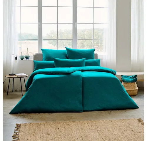 Estella Bettwäsche Atelier in Petrol, 135x200 cm - Hochwertige Jersey-Bettwäsche aus atmungsaktiver Baumwolle, pflegeleicht und hautfreundlich – für erholsame Nächte und ein stilvolles Schlafambiente.