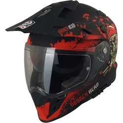 Broken Head Enduro Helm Jack S. VX2 Rot + Blau mit Verspiegeltem Visier - Endurohelm in Größe L (59-60 cm) für Motocross und Street. Leicht, kratzfestes Visier und atmungsaktive Innenausstattung bieten Komfort und Sicherheit beim Fahren.