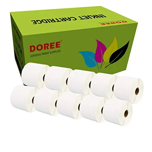 DOREE 10 Rollen Weiße Versandetiketten 102 x 152 mm, kompatibel mit Zebra GK420D/GX420D/GK420T/GX420T/ZD620/ZD500R/ZT230/ZT410, 300 Etiketten/Rolle, Kern 25 mm (10 Rollen LZ-102-152-25).