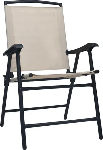 vidaXL Klappbare Gartenstühle 2er Set - Cremeweiß - Gartenstühle aus wetterfestem Textilene mit robuster Stahlkonstruktion, ideal für Terrasse oder Garten. Klappbar für platzsparende Aufbewahrung, perfekt für gemütliche Stunden im Freien.