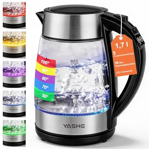 Wasserkocher mit Temperaturwahl 1,7L und 2200W