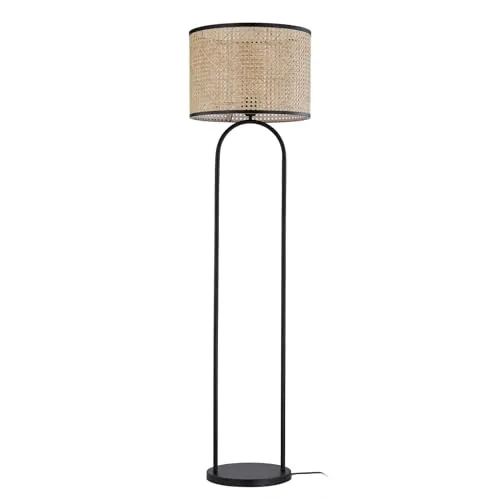 Lindby Stehlampe Yaelle, 1 x 15 W LED - Standleuchte aus Rattan mit modernem Design, ideal für gemütliche Wohnräume und einfach über Kabelschalter zu bedienen.