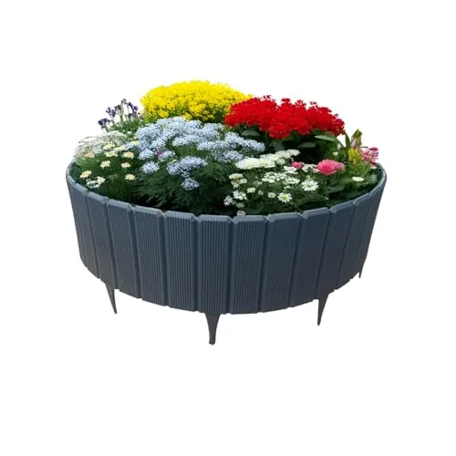 bepco Palisade – Beeteinfassung 2er Set (LxH: 200 x 17cm, Graphit) – Flexible & stabile Beetbegrenzung, 100% recycelter Kunststoff, mit integrierten Erdanker, für Garten & Beete