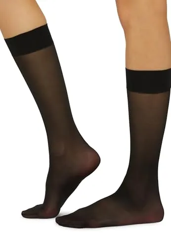 Wolford Damen Matt Fein Kniestrümpfe Satin Touch 20, Schwarz, Gr. Small