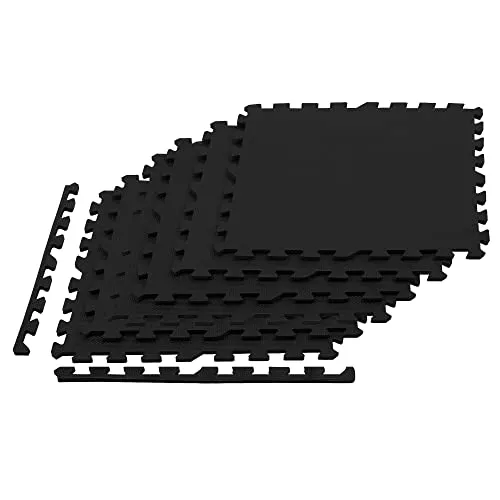 SPRINGOS Puzzlematte EVA-Schaum Trainingsmatten Fitnessmatte Gymnastikmatte (Schwarz 60 x 60 cm 6 Stück)