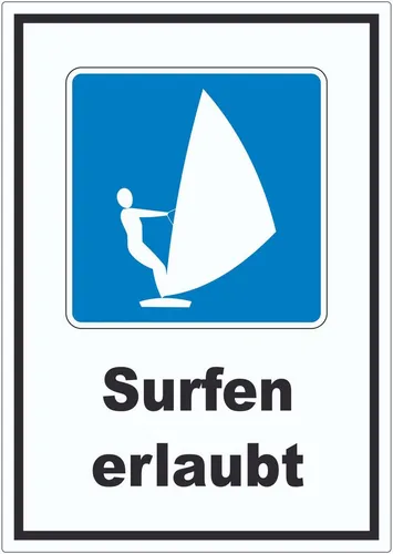 HB-Druck Aufkleber Surfen erlaubt Symbol und Text Aufkleber, wetterfest, UV-beständig, kratzfest
