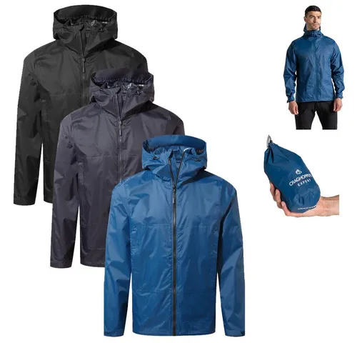 Craghoppers Unisex Expert Packable Jacket Regenmantel, Schwarz, 3XL EU - Wasserfester Regenmantel mit verstellbaren Ärmelbündchen und Kapuze. Praktisch verstaubar im Packsack, ideal für unterwegs. Zwei Handwärmertaschen mit Reißverschluss bieten zusätzlichen Komfort.