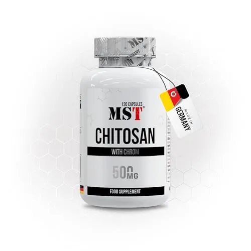MST® Chitosan 500 mg mit Chrom – Hochdosiert – 1500 mg pro Portion – Nahrungsergänzungsmittel – Made in Germany, 120 vegane Kapseln (40 Portionen)
