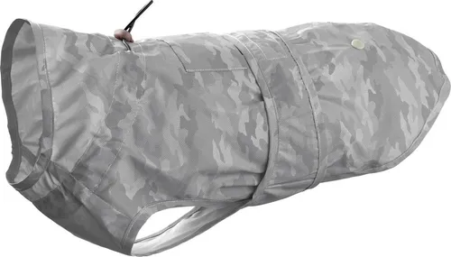 Hunter Huka to go Hunderegenmantel - Silber - Haustier-Mäntel mit reflektierendem Material für Sicherheit bei Dunkelheit, modisches Camouflage-Design und platzsparend zusammenfaltbar für unterwegs.