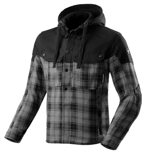REBELHORN Shifter Motorradjacke Motorradhemd Herren | Textil | Ellbogen und Schulterprotektoren Stufe 2 | Rückenprotektor Tasche | Abnehmbare Kapuze | 4 Belüftungskanäle
