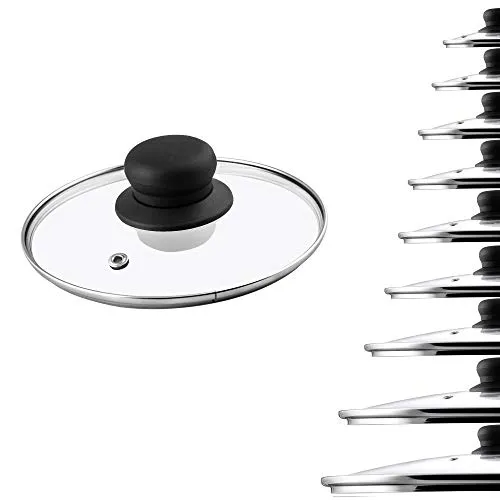 KADAX Glasdeckel, Topfdeckel Ø14 cm, hitzebeständig, mit Dampfloch, und Kunststoffgriff, Universaldeckel für Töpfe & Pfannen, klare Sicht, dicht schließend