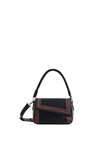 Desigual Damen Bols_regasita Phuket Mini Hand Bag - Stilvolle Umhängetasche - Damen-Schultertaschen mit bunten Ethno-Stickereien und einem einzigartigen geblümten Henkel, perfekt für einen modischen Auftritt.