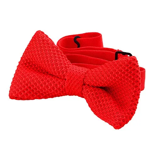 DonDon Herren Strick Fliege gebunden und längenverstellbar 11 x 6 cm rot