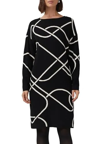 s.Oliver Gestricktes Jacquard-Kleid mit All-Over-Print in schwarz von s.Oliver