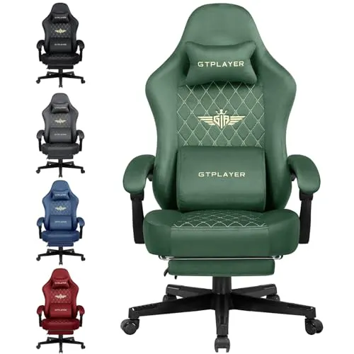 GTPLAYER Gaming Stuhl - Ergonomischer Stoff Gaming Chair mit 150kg Belastbarkeit - Gaming-Stühle: Atmungsaktives Gewebe und ergonomisches Design für stundenlangen Komfort, inklusive verstellbarer Fußstütze und Kopfstütze.