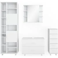 VICCO Badmöbel Set ILIAS Weiß - Spiegel, Kommode & Unterschrank - Badmöbel-Sets mit melaminbeschichteter, leicht zu reinigender Oberfläche. Bietet viel Stauraum für alle Badutensilien und sorgt für Ordnung in Ihrem Badezimmer.