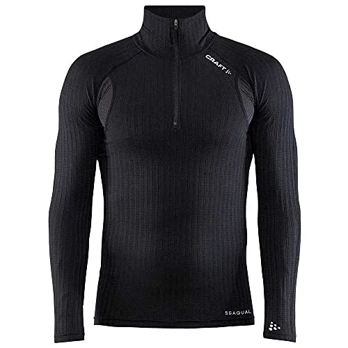Craft Herren Active Extreme X Zip Ls M Oberteile, Schwarz, M - Rundhalsshirts, hochleistungsfähiges Half-Zip Jersey mit enger Passform und atmungsaktiven Mesh-Einsätzen für optimale Performance bei intensiven Workouts.