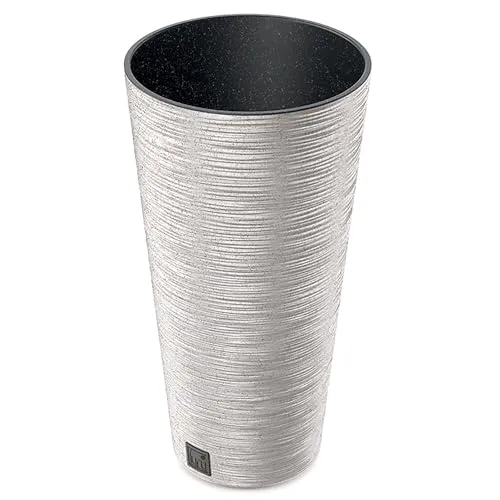 Annastore Pflanzsäule aus Kunststoff H 48 cm inkl. Innentopf - wetterfest und witterungsbeständig - Pflanzgefäß Kunststoff - Pflanzkübel für den Außenbereich - Rund Ø 25 cm/H 48 cm, Farbe eco-Weiß