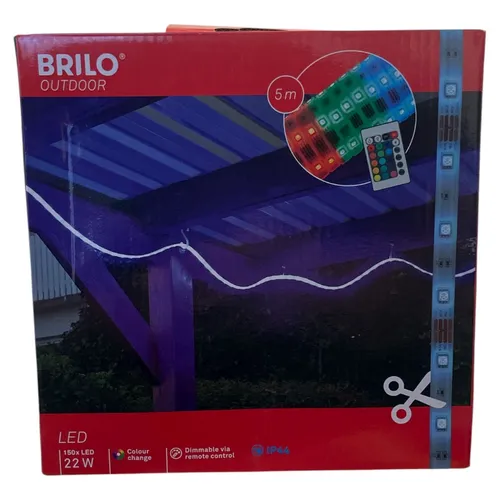 Briloner Leuchten LED Band 5m – dimmbar & RGB für draußen - Lampen – 5m LED Strip mit IP44 Schutz, spritzwassergeschützt, dimmbar und in 16 Farben einstellbar. Ideal für stimmungsvolle Außenbeleuchtung.